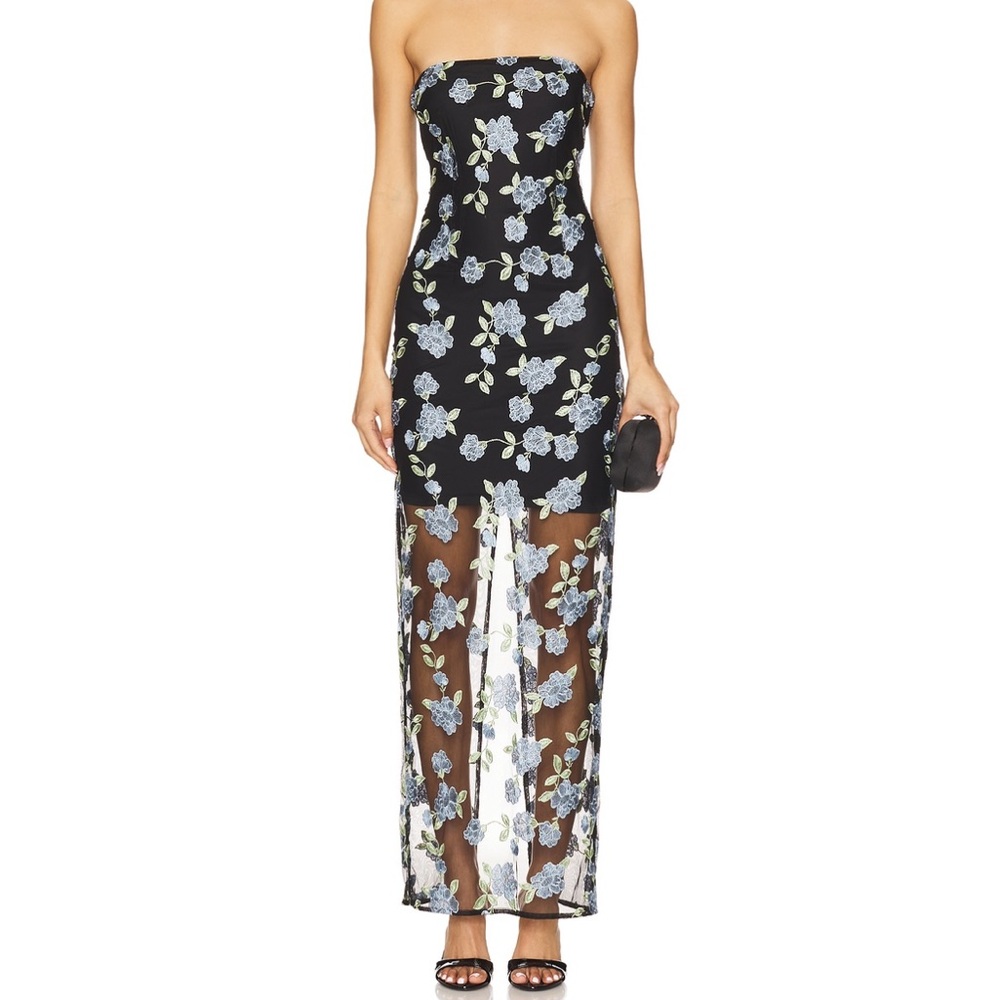 ROTATE Flower Mesh Tube Dress